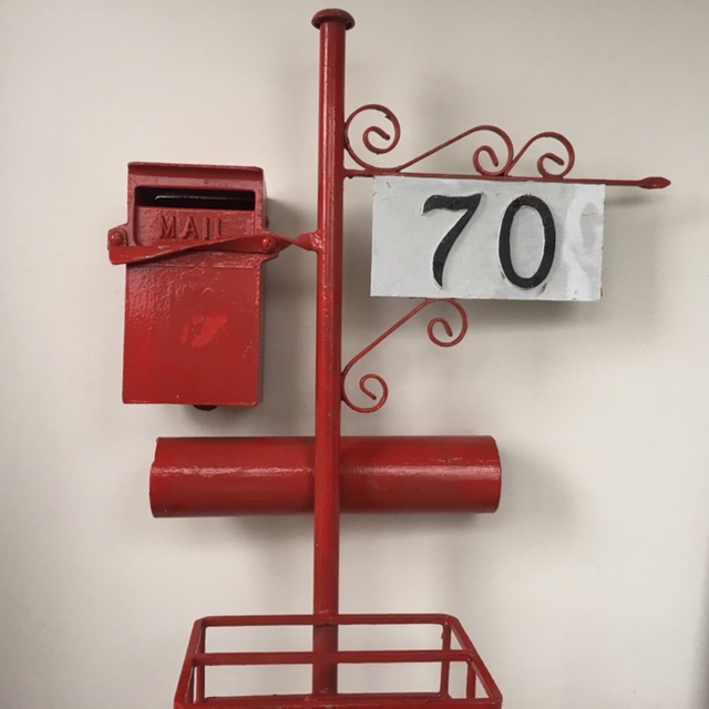 POST BOX, Red Wrought Iron No. 70